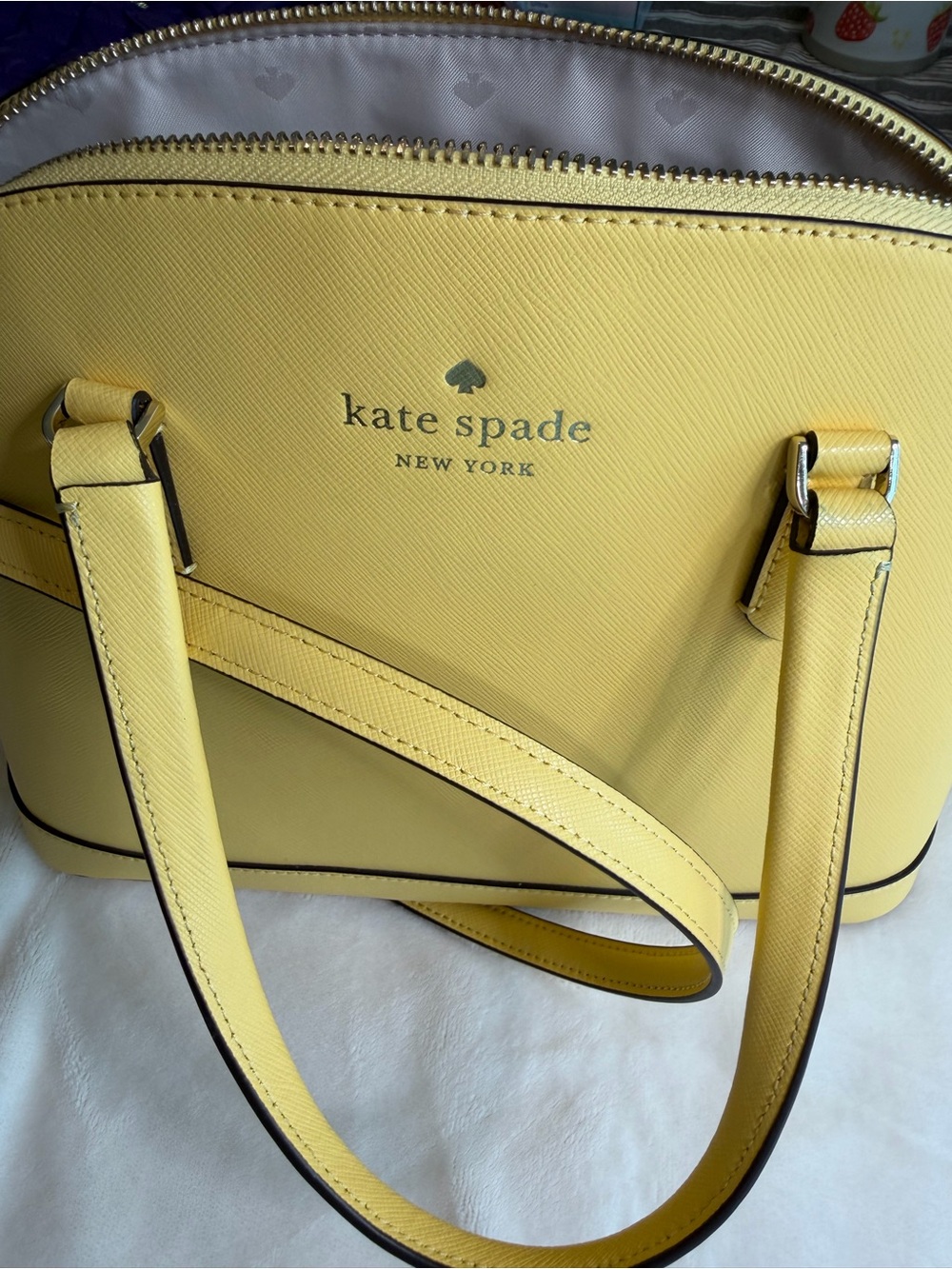 Kate Spade Sadie Dome Satchel in yellow Saffiano